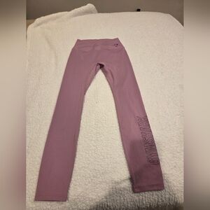 Gymshark Kids Mauve Stretch Leggings with Side Logo Size Medium